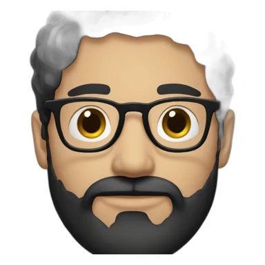 Brunette guy with beard; glasses; black hair sticker