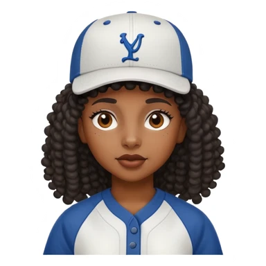 Black girl with curly mullet and a baseball cap on sticker