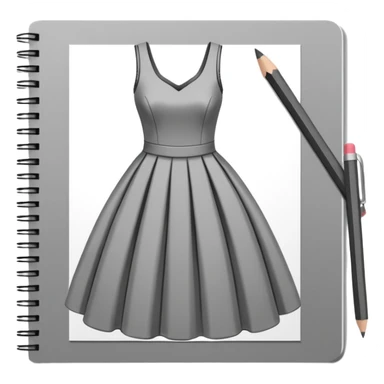 fashion skecth on sketch book, with pencil sticker