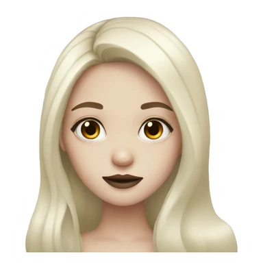 Pale girl with long black hair and makeup sticker