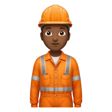 indian in orange overalls and orange hard hat standing sticker