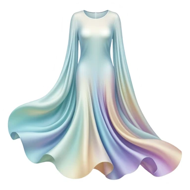 Elegant ethereal fabric-like flowing forms creating abstract clothing shape, personal style definition symbol, soft glowing essence sticker