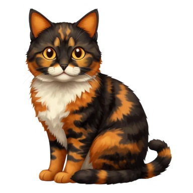 black and orange cat. tortie. amber eyes. full body.  sticker