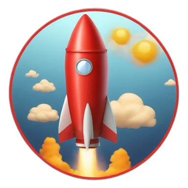 red circle around flying rocket sticker