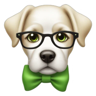 bege-and-white-dog-with-green-eyes-and-glasses-and-green-bow sticker