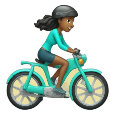 woman riding bright turqoise bike sticker