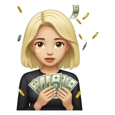 Money raining on girl  sticker