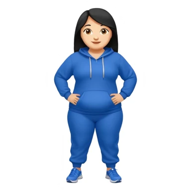 a pretty bratz tan girl who is very very fat . Hair color black. blue Jogging outfit sticker