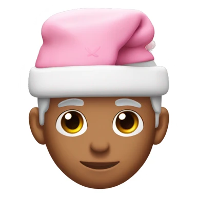 light pastel pink AirPods pro with pink christmas hat sticker