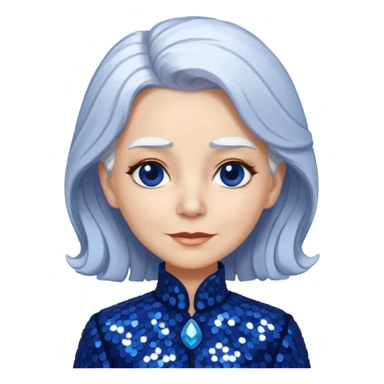 Madame Moribble from The Wizard of Oz with white hair, indigo sequin outfit sticker