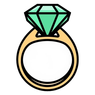 Elegant diamond ring with gold band and emerald-shaped diamond gemstone sticker