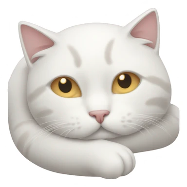 A white curled up cat napping sticker