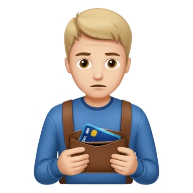 A young guy looks at his empty wallet. sticker