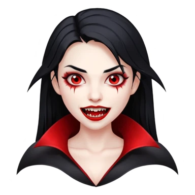 Beautiful vampire woman with back hair and red highlights showing fangs  sticker