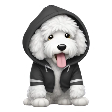 Sheepadoodle wearing a hoodie dancing  sticker