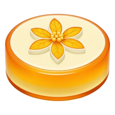 Osmanthus jelly cake with floral pattern, simplified emoji style with bold outlines and bright colors, cartoon style Gui Hua Gao traditional sweet sticker