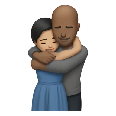Comforting hug from brunette Puerto Rican to shorter bald male sticker