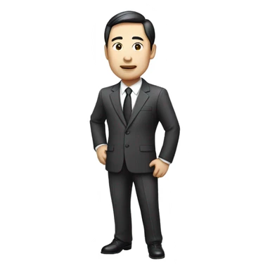 rich chinese man with narrow eyes full length in suit sticker