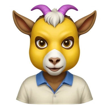 a goat with yellow mask and wearing shirt sticker
