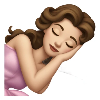 Sleeping brunette beauty princess Disney, bed, white skin sticker