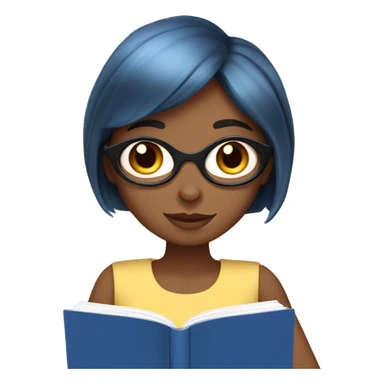 Blue eyed bob haired Brunette Girl reading a book  sticker