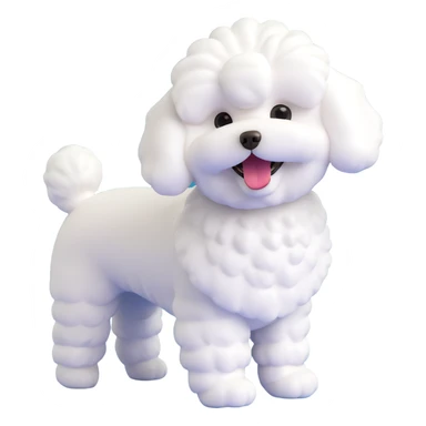 bichon frise dog, playful pose, fluffy white coat, cartoon style, minimal background sticker