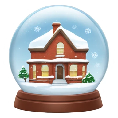 Red brick house in snow globe sticker