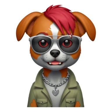 Zombie dog with red hair and sun glasses sticker