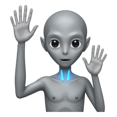 fullbody gray alien hand up backview sticker