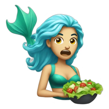 Angry mermaid with salad sticker