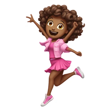 excited girl jumping with pink beautiful outfit and dancing  sticker