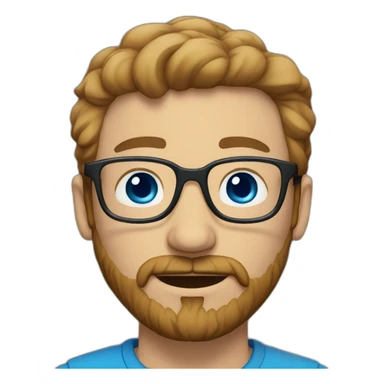 man with short light brown hair, beard and mustache and glasses, blue eyes and showing like sticker