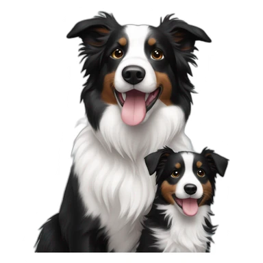 Border collie black and White with a baby Yorkshire sticker