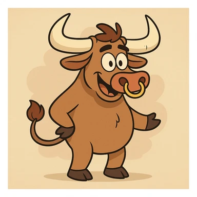 a cartoon style steer, colorful, playful sticker