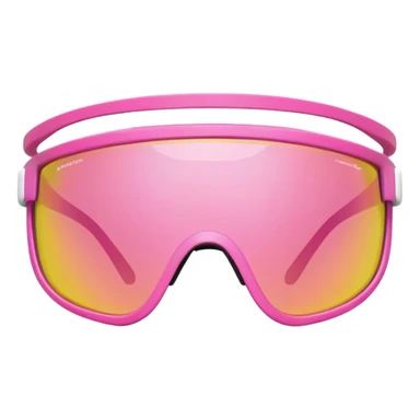 sporty pink shield visor sunglasses with robust thick frame, racing style, substantial build, one-piece reflective lens sticker