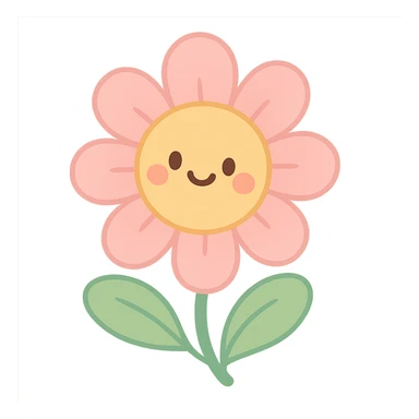 charming flower with gentle colors, playful and cute, no black border sticker