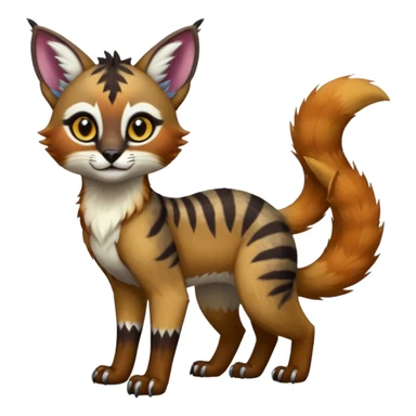 Colorful dark tropical exotic cute cool beautiful shiny beautiful fantasy-caracal-civet-genet-sergal-vernid-Gryphon-Cacomistle-Trico-oncilla-animal-Fakémon-hybrid-fursona (full body) sticker