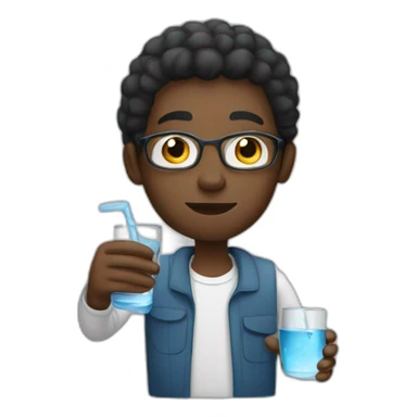 a black man with a glass of water sticker