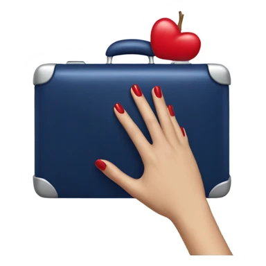 
female hand with red manicure holding a dark blue case sticker