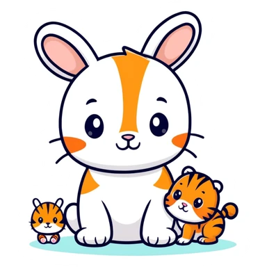 Baby bunny with tiger sticker