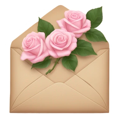 beige envelope with light pink roses sticker