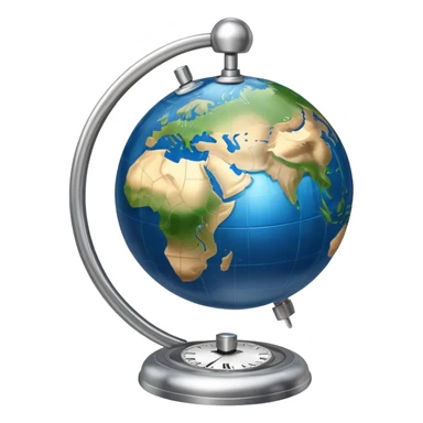Earth globe with a small clock in the bottom corner sticker