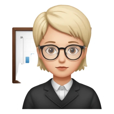 person with glasses looking at a chart sticker