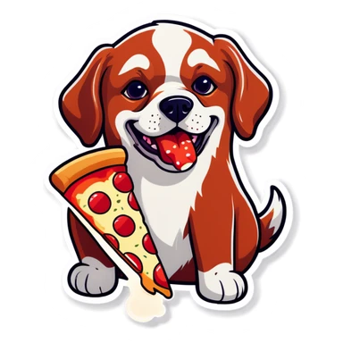Dog eating pizza sticker