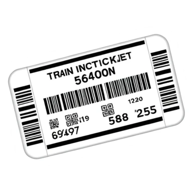 train ticket with barcode sticker