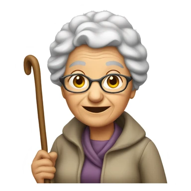 old woman with cane sticker