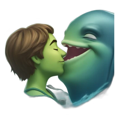 Shrek kissing a whale sticker