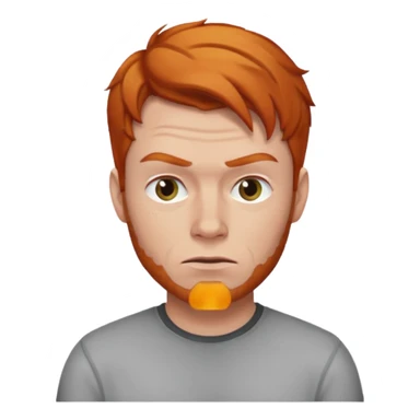 The 🤨 raised eyebrow emoji but with short ginger hair (a man) sticker