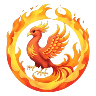 Name text of " Emberborn " An object of fire, circle and Phoenix sticker