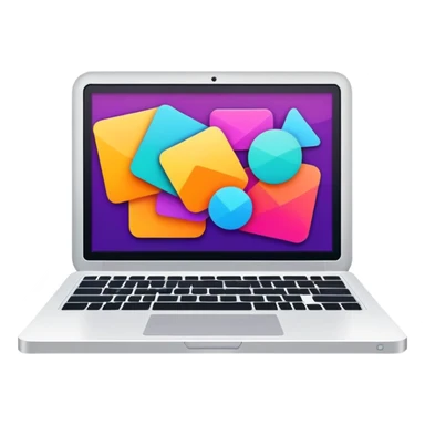 framed digital laptop illustration with abstract vector shapes inside sticker